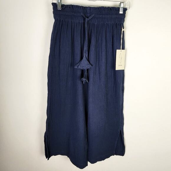 NWT Joie Blue Wide Leg Lounge Pants Small Coastal Grandma Minimalist Lagenlook - Picture 1 of 6